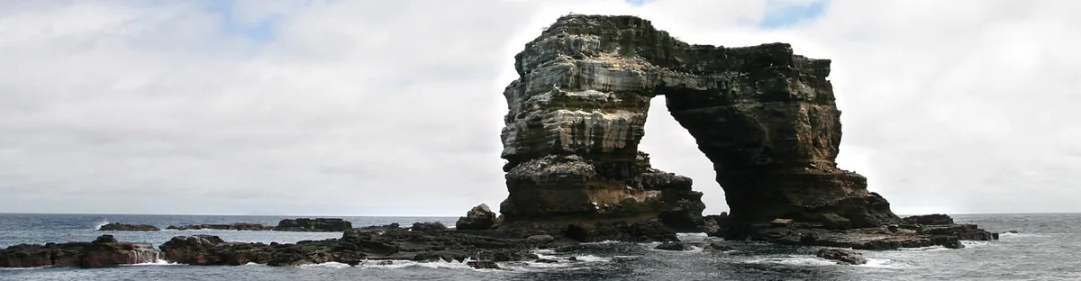 Darwin's Arch before its 2021 collapse; the dive site below it kept the name