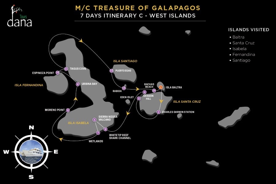 MC Treasure of Galapagos 7 Days Itinerary C - West Islands