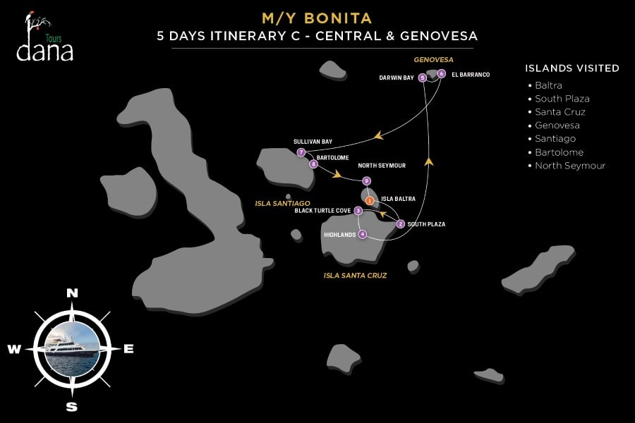 MC bonita 5 Days Itinerary C - Central &amp; Genovesa