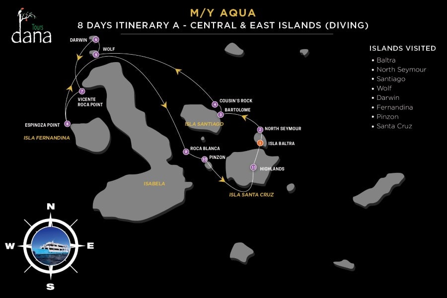 MY Aqua 8 Days Itinerary A - Central & East Islands (Diving)