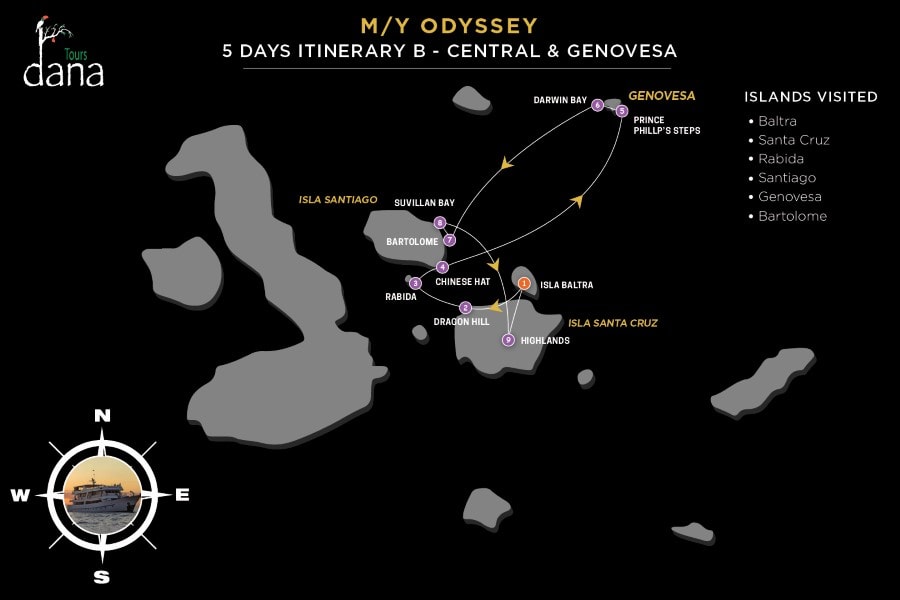 MY Odyssey 5 Days Itinerary - B - Central & Genovesa