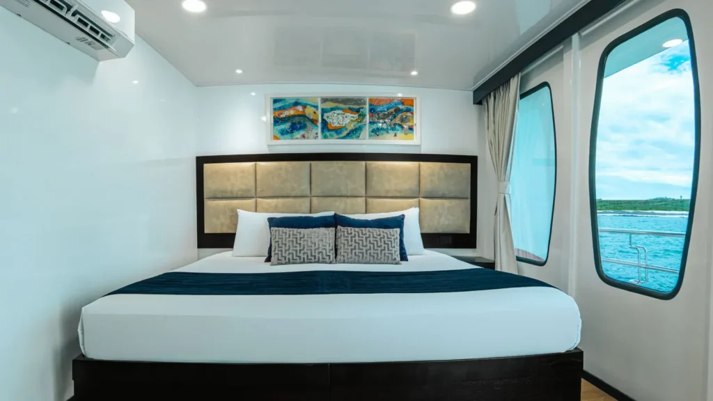 Master cabin with double bed on the Alya catamaran