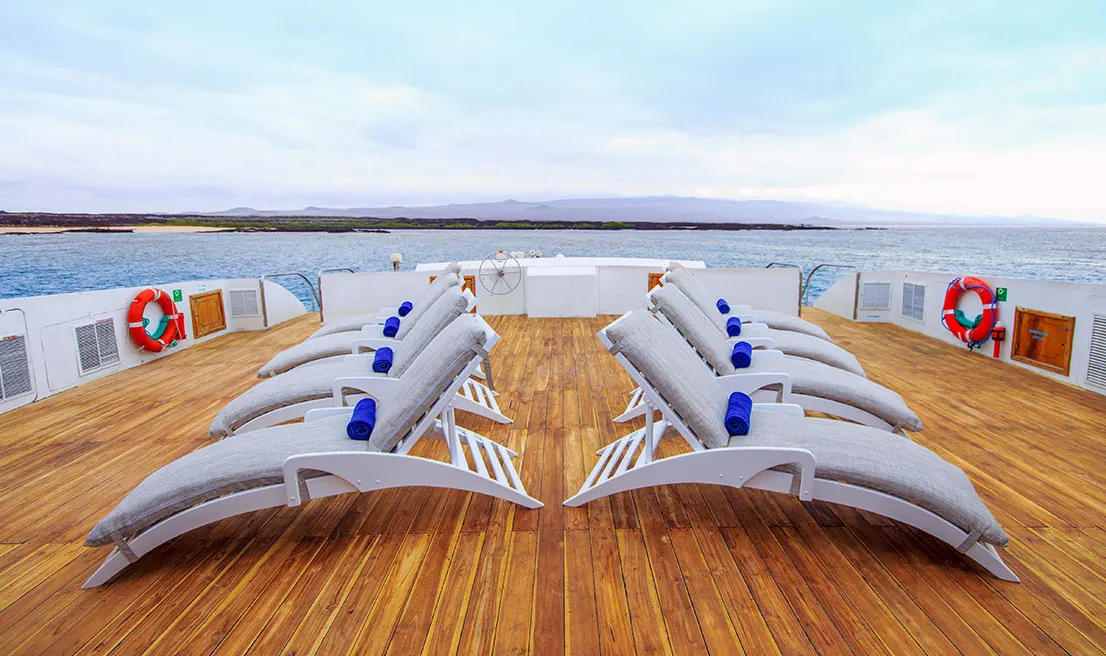 Sun loungers on the Archipel I sun deck