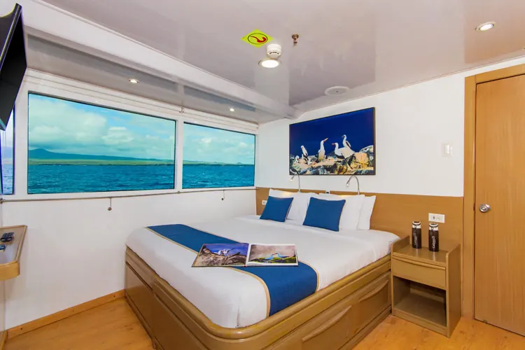 Double cabin with ocean-view windows on the Calipso