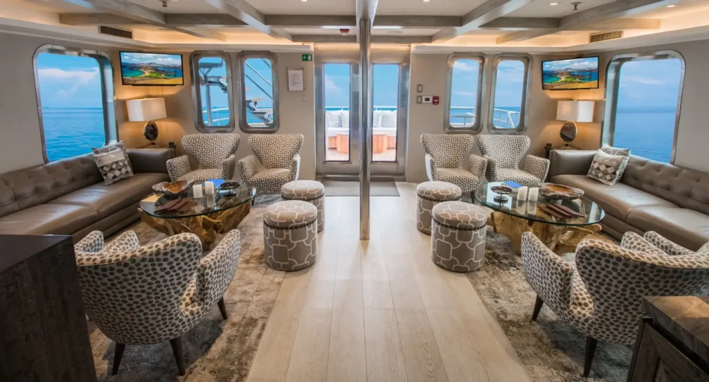 Lounge on the Origin, Theory and Evolve yachts