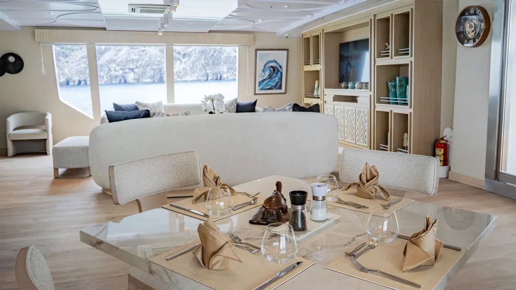 Lounge and dining room on the Endemic