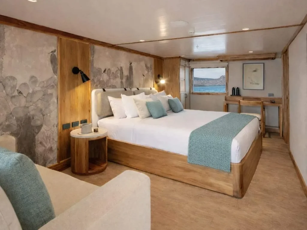 Suite with sitting area on the Evolution yacht
