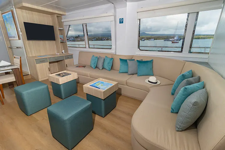 Lounge on the Galapagos Angel yacht