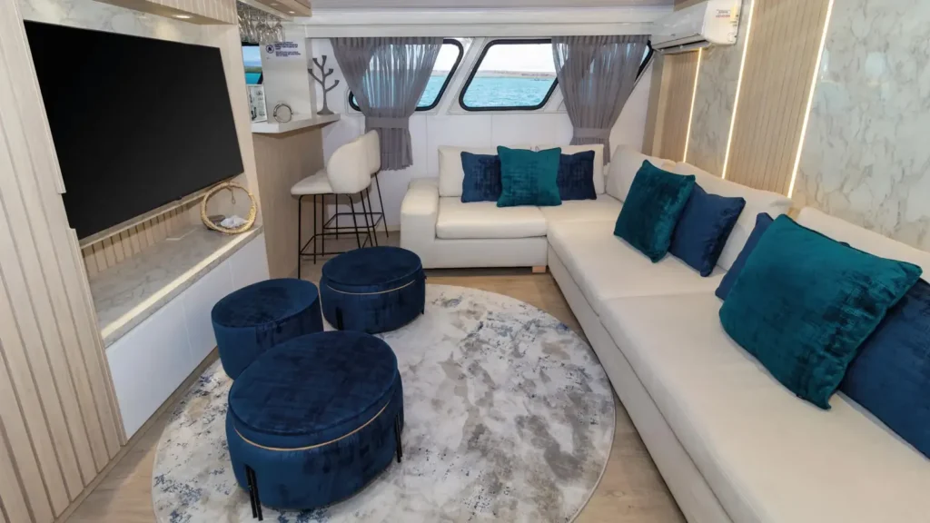 Lounge on the Galaxy Orion yacht