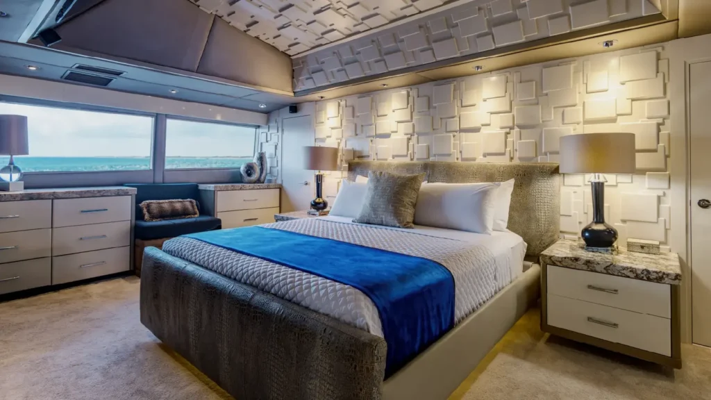 Master suite with double bed on the Galaxy Stella