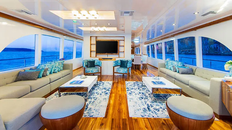 Lounge with panoramic windows on the Grand Daphne