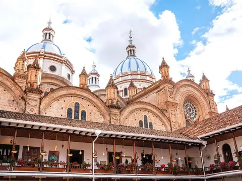 The blue domes of Cuenca’s cathedral