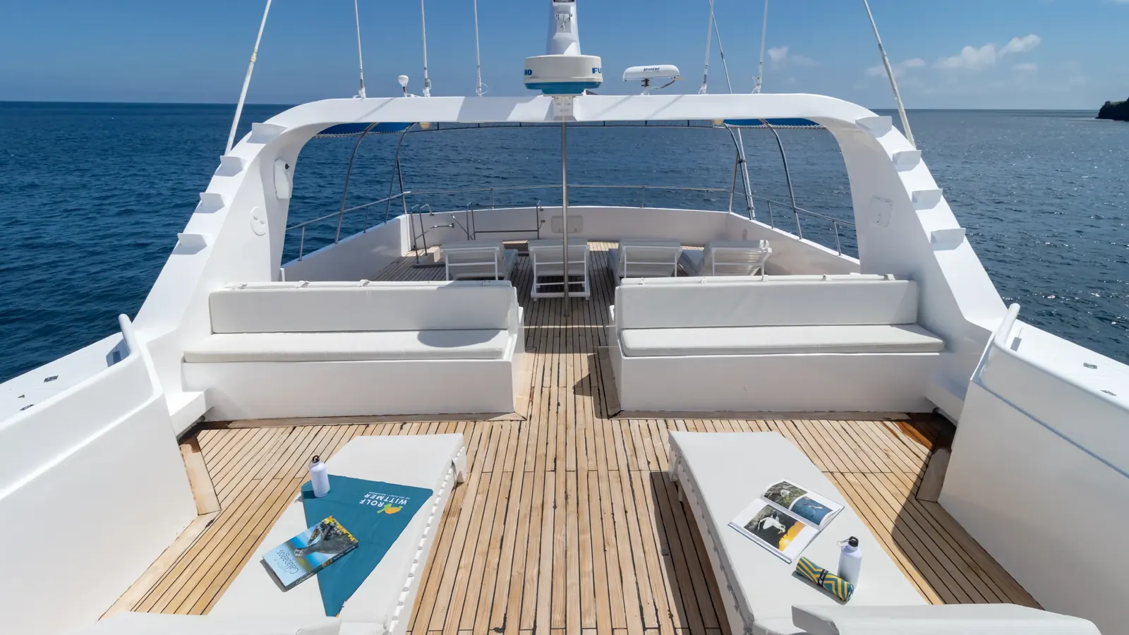 Sun deck with loungers on the Tip Top IV